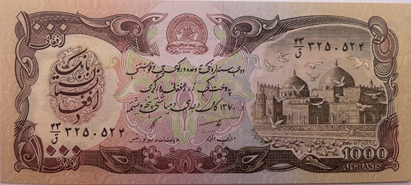Afganistan banknot 1000 Afganis 1991 UNC