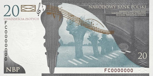 Banknot 20 zł Fryderyk Chopin 2009