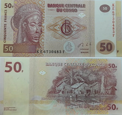 Kongo banknot  50 franków  2013 r. UNC