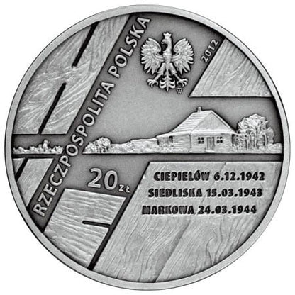 Moneta 20 zł Polacy ratują żydów rodzina Ulmów 2012 r.
