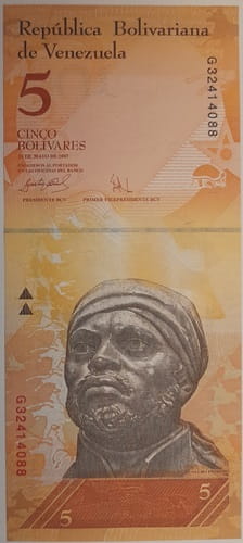 Wenezuela banknot 5 bolivares 2011  UNC